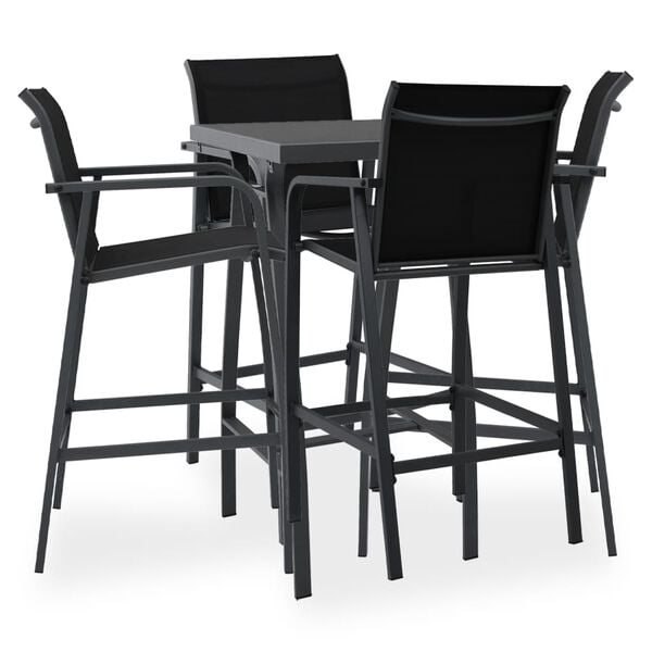 vidaXL 5 Piece Garden Bar Set Black