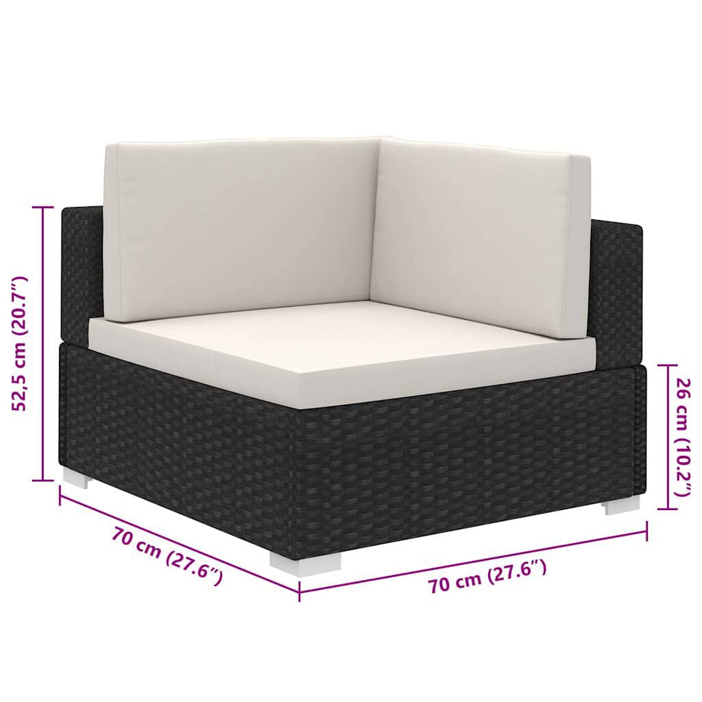 vidaXL 8 Piece Garden Lounge Set with Cushions Poly Rattan Black