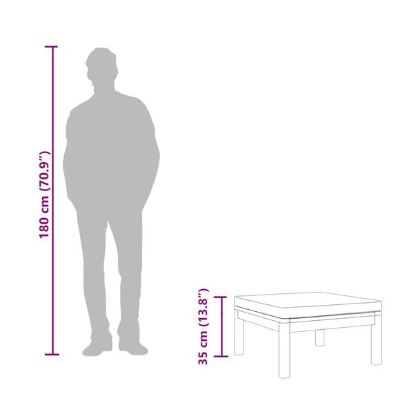 vidaXL Footrest with Dark Grey Cushion Solid Acacia Wood