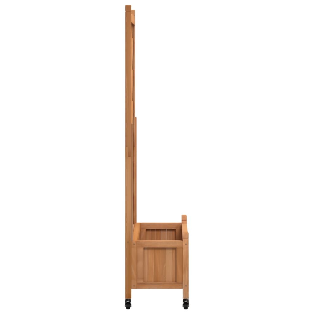 vidaXL Planter with Trellis and Wheels Brown Solid Wood Fir