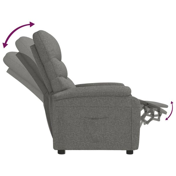 vidaXL Recliner Chair Dark Grey Fabric