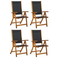 vidaXL Folding Garden Chairs 4 pcs Solid Wood Acacia and Textilene, black vidaXL Folding Garden Chairs 4 pcs Solid Wood Acacia and Textilene