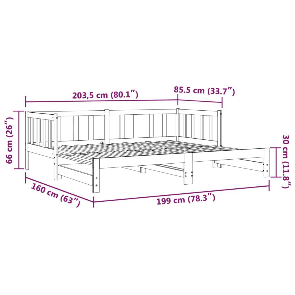 vidaXL Pull-out Day Bed without Mattress White 2x(90x190)cm