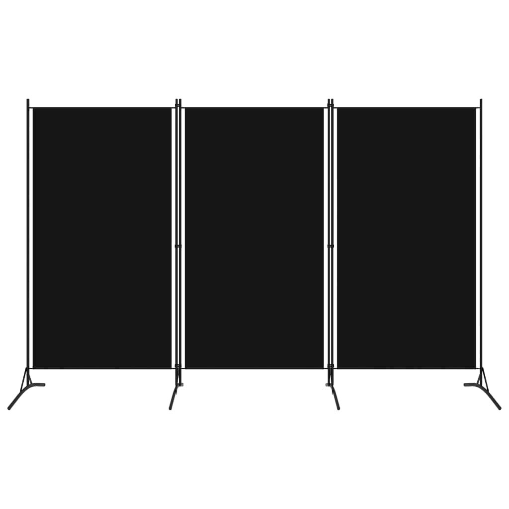 vidaXL 3-Panel Room Divider Black 260x180 cm