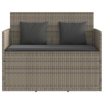 vidaXL Garden Bench with Cushions Grey Poly Rattan, grey vidaXL Garden Bench with Cushions Grey Poly Rattan