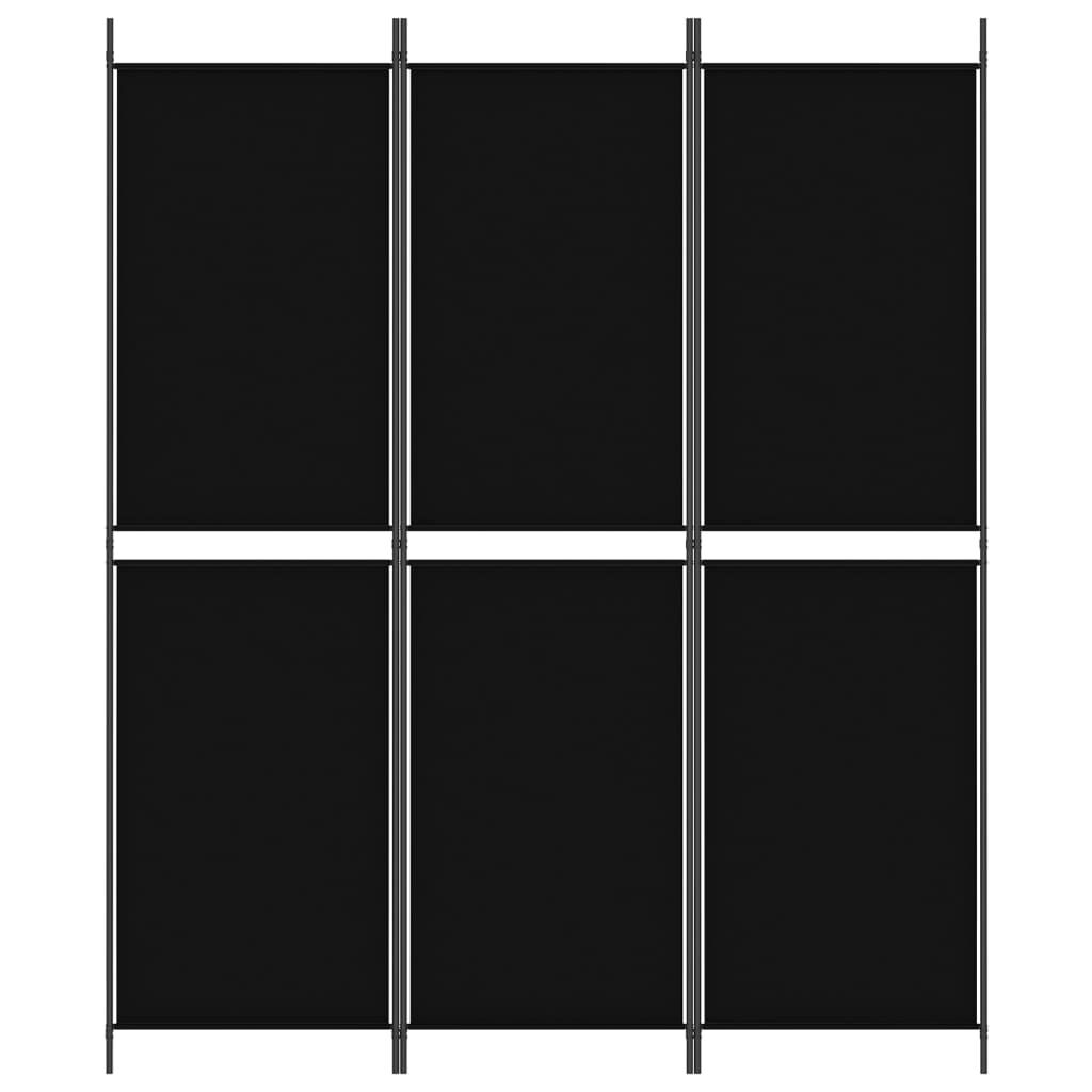 vidaXL 3-Panel Room Divider Black 150x180 cm Fabric