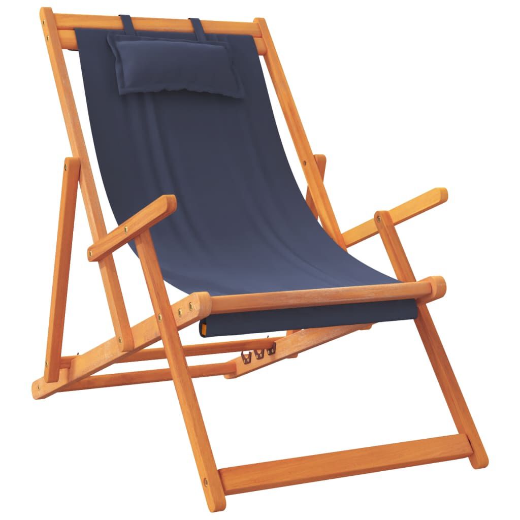vidaXL Folding Beach Chairs 2 pcs Blue Fabric