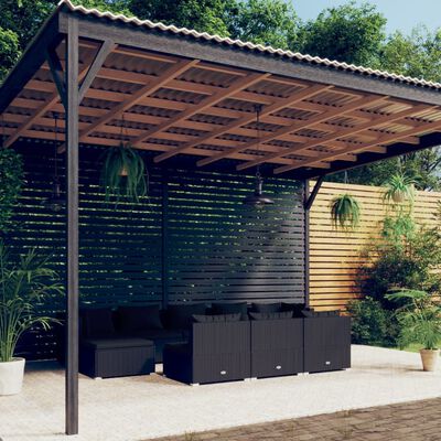 vidaXL 10 Piece Garden Lounge Set with Cushions Black Poly Rattan, black vidaXL 10 Piece Garden Lounge Set with Cushions Black Poly Rattan