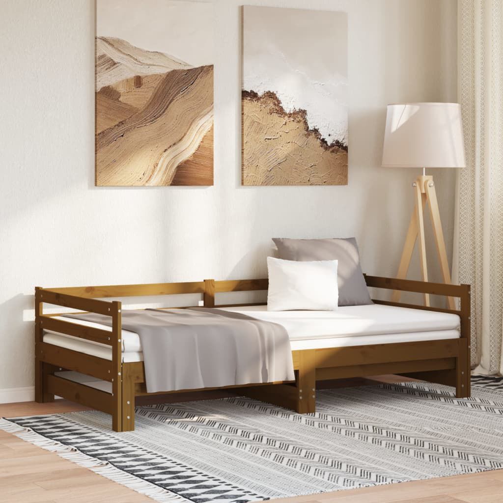 vidaXL Pull-out Day Bed without Mattress Honey Brown 2x(90x200)cm