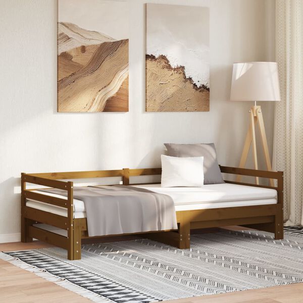 vidaXL Pull-out Day Bed without Mattress Honey Brown 2x(90x200)cm
