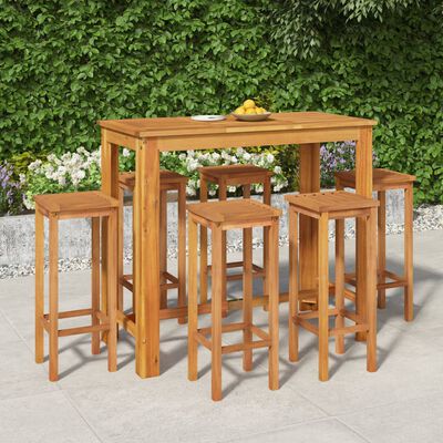 vidaXL 7 Piece Garden Bar Set Solid Wood Acacia