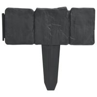 vidaXL Plastic Garden / Lawn Fence Stone Look 41 pcs 10 m, grey vidaXL Plastic Garden / Lawn Fence Stone Look 41 pcs 10 m