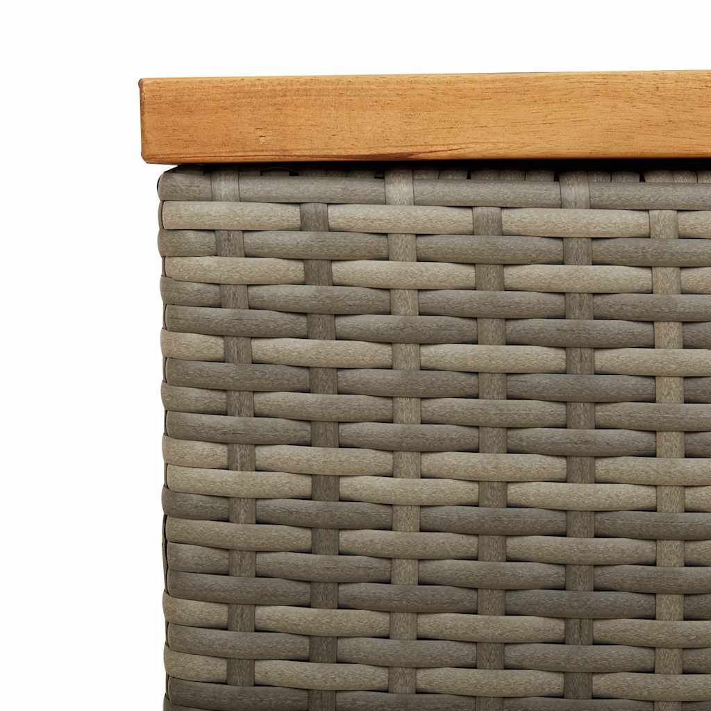 vidaXL Garden Storage Box Grey 110x50x54 cm Poly Rattan Acacia Wood