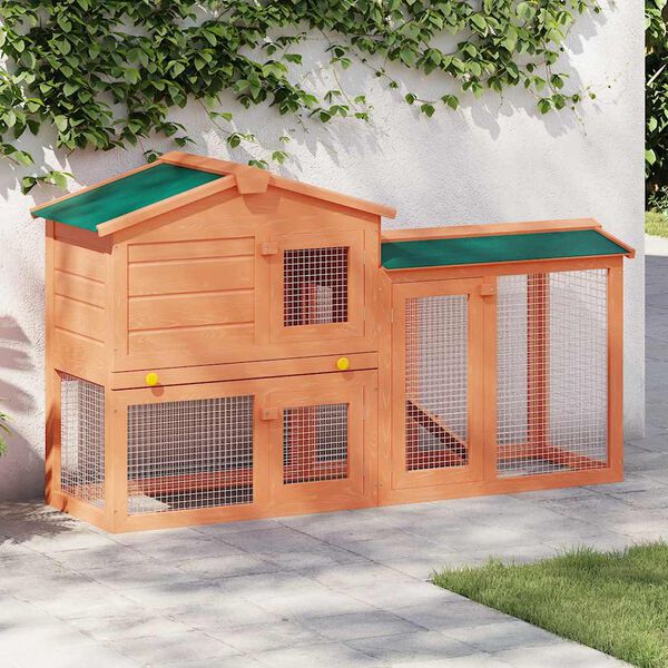 vidaXL Outdoor Large Rabbit Hutch Small Animal House Pet Cage Wood