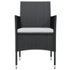 vidaXL 3 Piece Garden Dining Set with Cushions Black