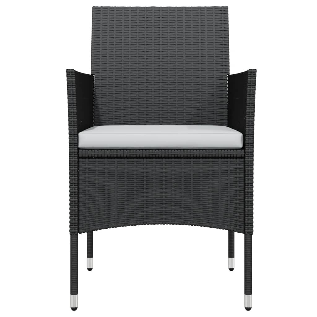 vidaXL 3 Piece Garden Dining Set with Cushions Black