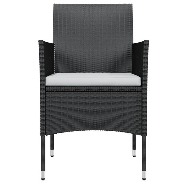 vidaXL 3 Piece Garden Dining Set with Cushions Black