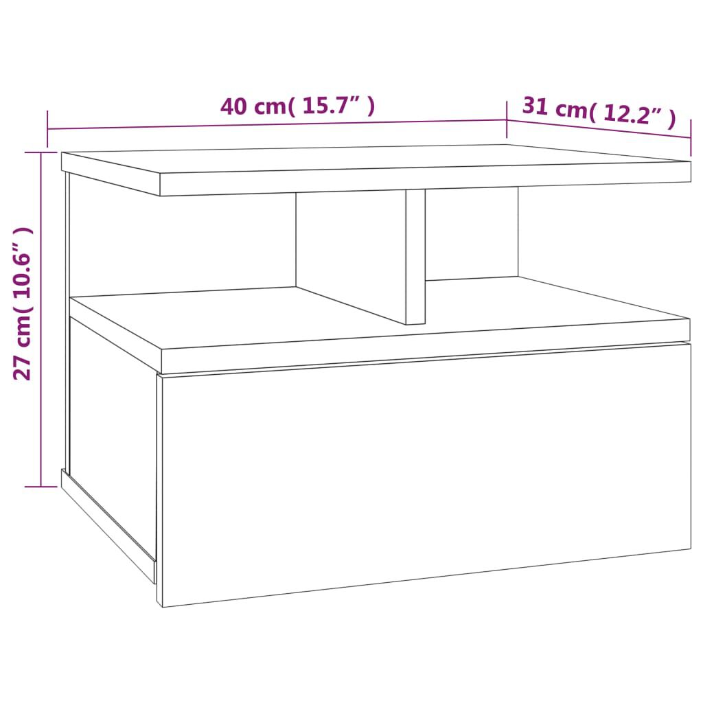 vidaXL Floating Nightstand 2 pcs Grey Sonoma 40x31x27 cm Engineered Wood