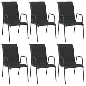 vidaXL Garden Chairs 6 pcs Steel and Textilene Black