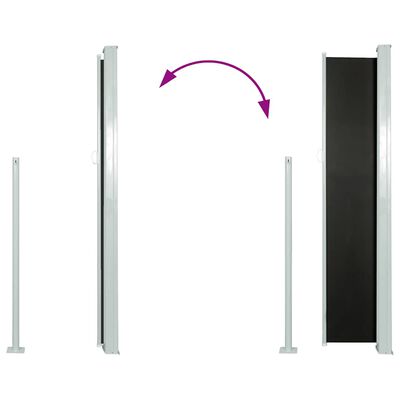 vidaXL Patio Retractable Side Awning 100x500 cm Black, black vidaXL Patio Retractable Side Awning 100x500 cm Black