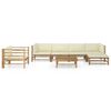 vidaXL 7 Piece Garden Lounge Set with Cream White Cushions Bamboo