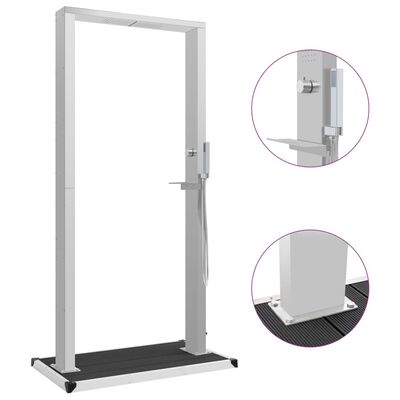 vidaXL Outdoor Shower with Tray WPC Stainless Steel, grey vidaXL Outdoor Shower with Tray WPC Stainless Steel