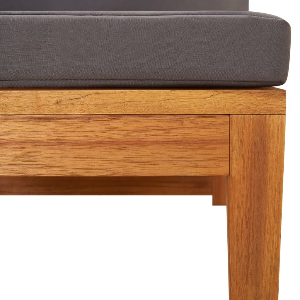 vidaXL Corner Sofa with Dark Grey Cushions Solid Acacia Wood
