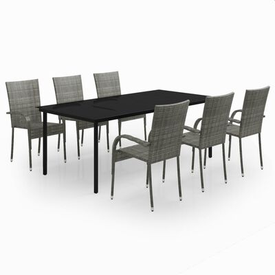 vidaXL 7 Piece Garden Dining Set Grey and Black, grey and black vidaXL 7 Piece Garden Dining Set Grey and Black