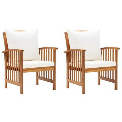 vidaXL Garden Chairs with Cushions 2 pcs Solid Acacia Wood,  vidaXL Garden Chairs with Cushions 2 pcs Solid Acacia Wood