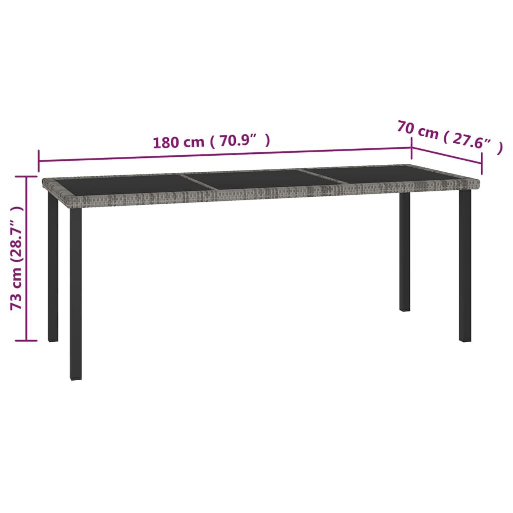vidaXL 7 Piece Garden Dining Set Poly Rattan Grey