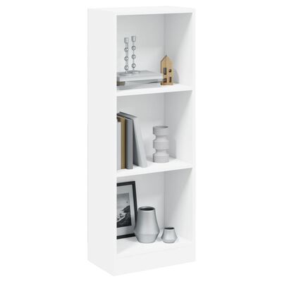 vidaXL 3-Tier Book Cabinet White 40x24x109 cm Engineered Wood, white vidaXL 3-Tier Book Cabinet White 40x24x109 cm Engineered Wood