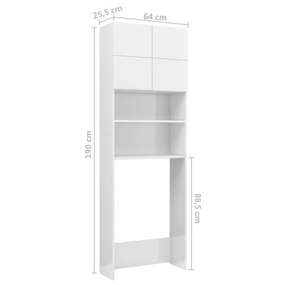 vidaXL Washing Machine Cabinet White 64x25.5x190 cm Engineered Wood, white vidaXL Washing Machine Cabinet White 64x25.5x190 cm Engineered Wood