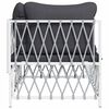 vidaXL Garden Corner Sofa with Cushions White Woven Fabric