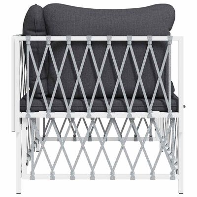 vidaXL Garden Corner Sofa with Cushions White Woven Fabric, white vidaXL Garden Corner Sofa with Cushions White Woven Fabric