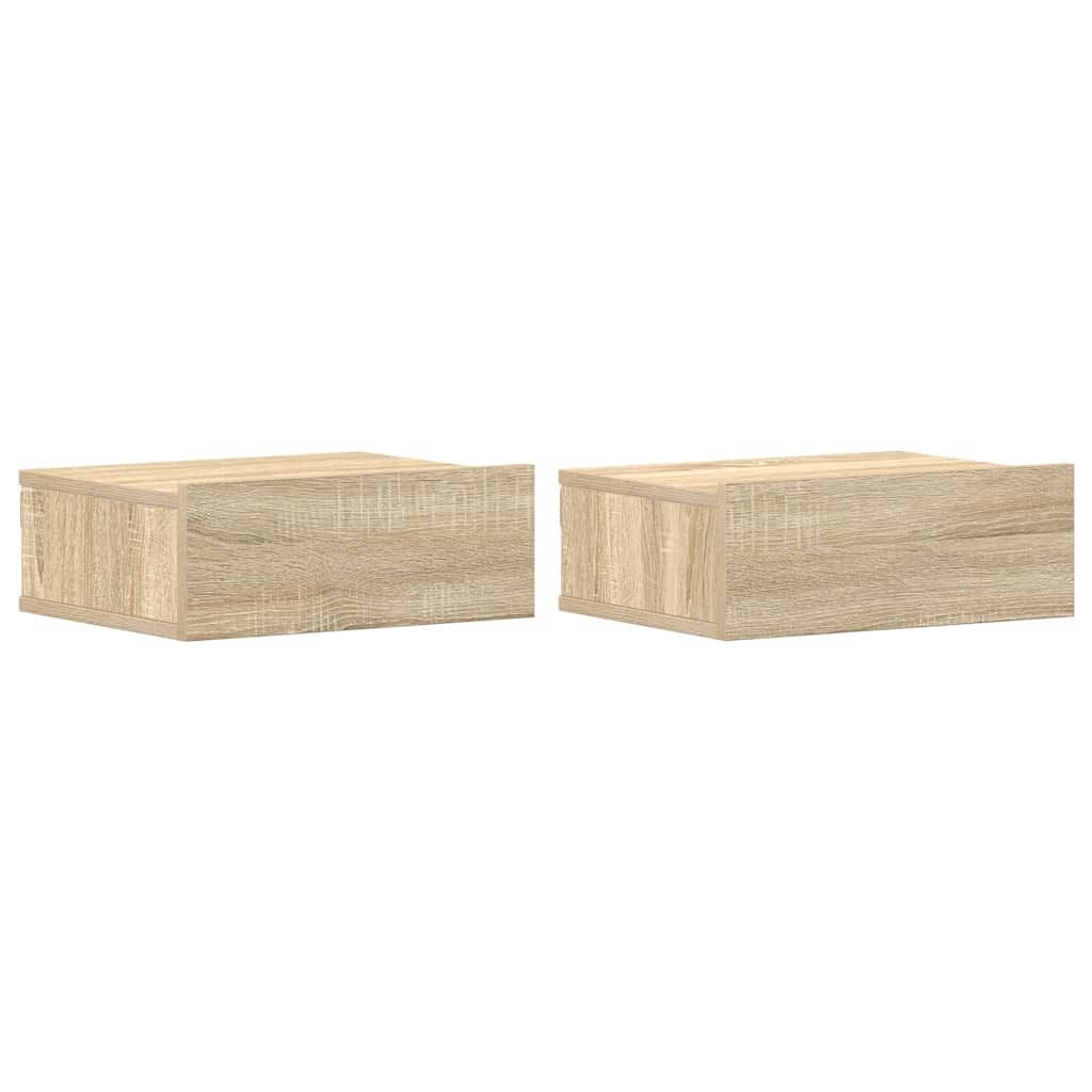 vidaXL Floating Nightstands 2 pcs Sonoma Oak 40x30x15 cm Engineered Wood