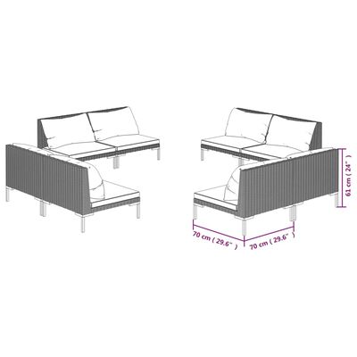 vidaXL 8 Piece Garden Lounge Set with Cushions Poly Rattan Dark Grey,  vidaXL 8 Piece Garden Lounge Set with Cushions Poly Rattan Dark Grey