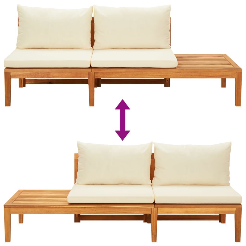 vidaXL 4 Piece Garden Lounge Set with Cream White Cushions Acacia Wood
