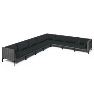 vidaXL 8 Piece Garden Lounge Set with Cushions Poly Rattan Dark Grey