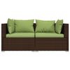 vidaXL 3 Piece Garden Lounge Set with Cushions Brown Poly Rattan
