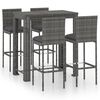 vidaXL 5 Piece Outdoor Bar Set with Cushions Poly Rattan Grey