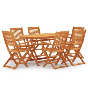 vidaXL 7 Piece Folding Outdoor Dining Set Solid Eucalyptus Wood