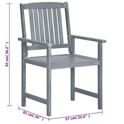 vidaXL Garden Chairs 8 pcs Solid Acacia Wood Grey, grey vidaXL Garden Chairs 8 pcs Solid Acacia Wood Grey