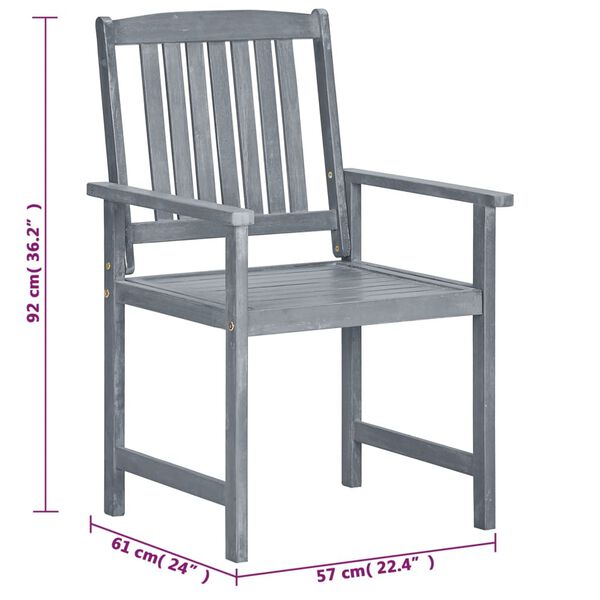vidaXL Garden Chairs 8 pcs Solid Acacia Wood Grey