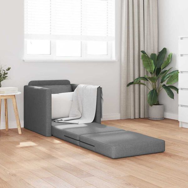 vidaXL Floor Sofa Bed 2-in-1 Dark Grey 112x174x55 cm Fabric