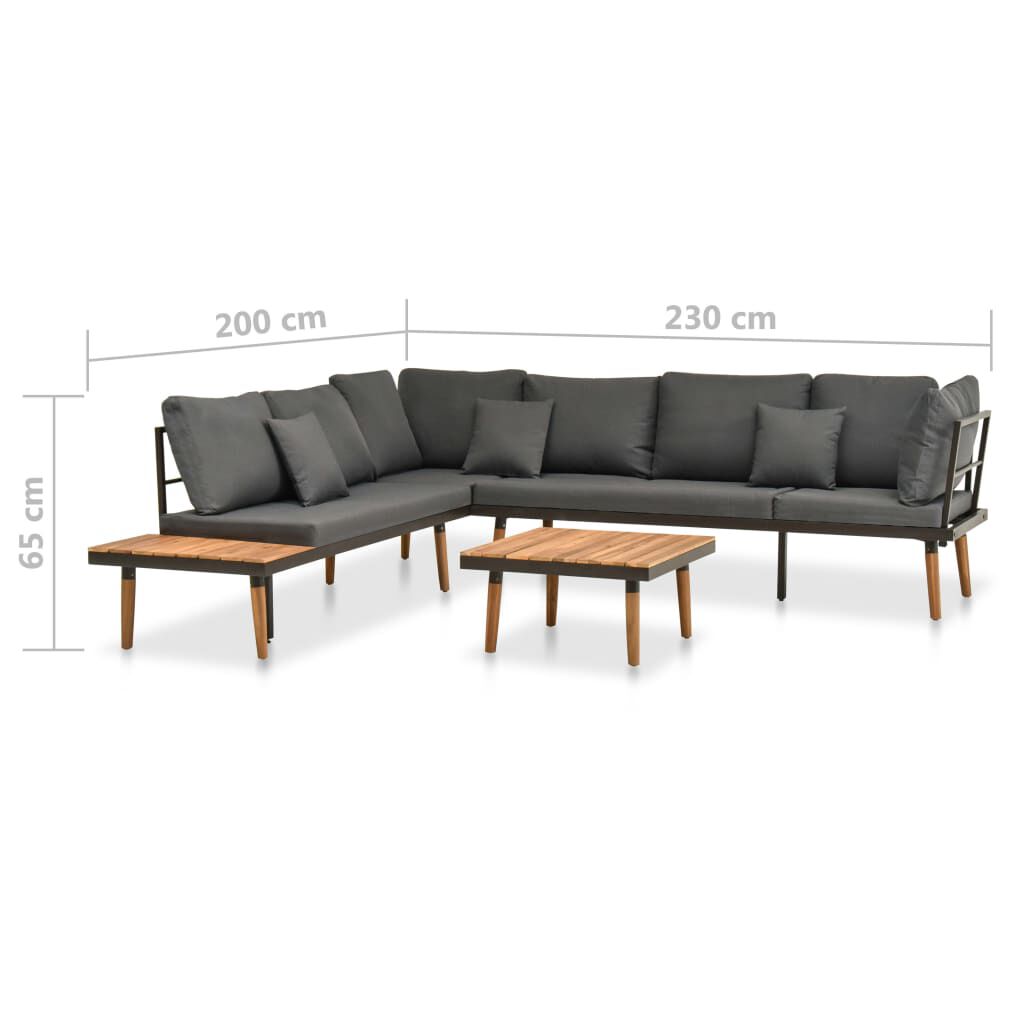 vidaXL 4 Piece Garden Lounge Set with Cushions Solid Acacia Wood