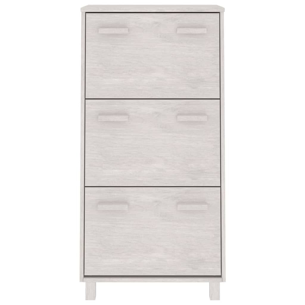 vidaXL Shoe Cabinet HAMAR White 59.5x35x117 cm Solid Wood Pine