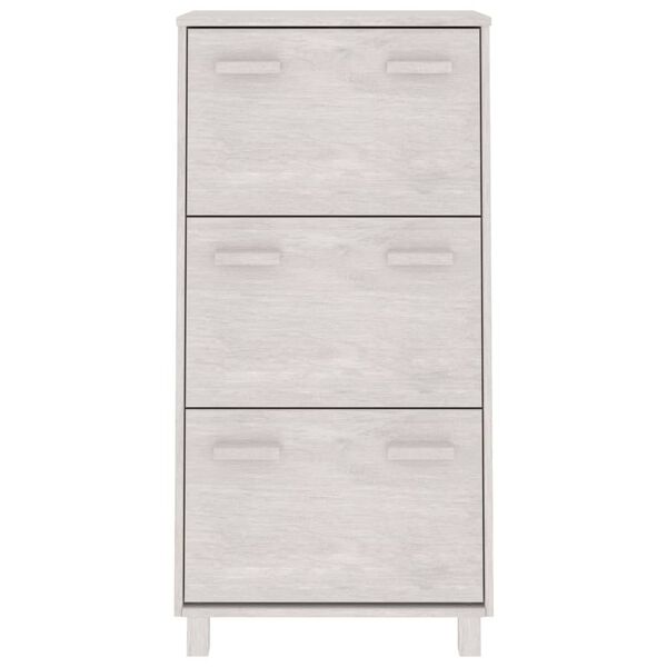 vidaXL Shoe Cabinet HAMAR White 59.5x35x117 cm Solid Wood Pine