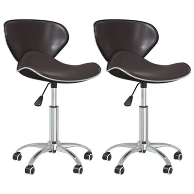 vidaXL Swivel Dining Chairs 2 pcs Brown Faux Leather
