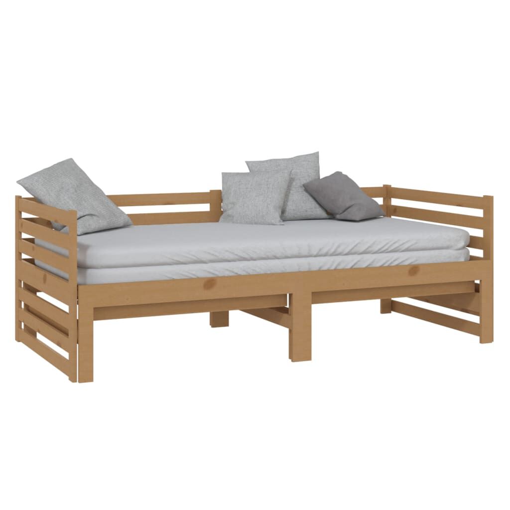 vidaXL Pull-out Day Bed without Mattress Honey Brown 2x(90x200)cm