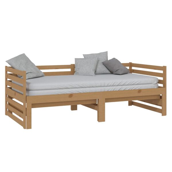 vidaXL Pull-out Day Bed without Mattress Honey Brown 2x(90x200)cm